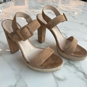 Pelle Moda Paloma 2 espadrille heels in latte suede